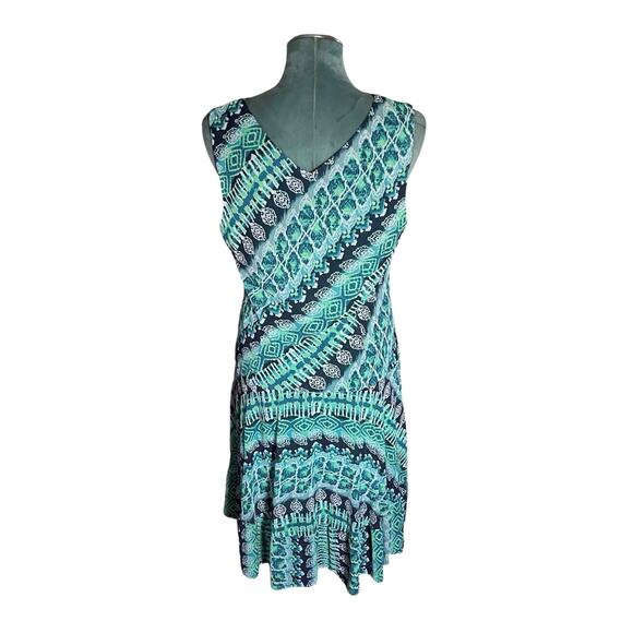 Womens Rabbit Rabbit Rabbit Designs Wrap Fit & Flare Dress Blue Geometric Sze 14 - Picture 4 of 10